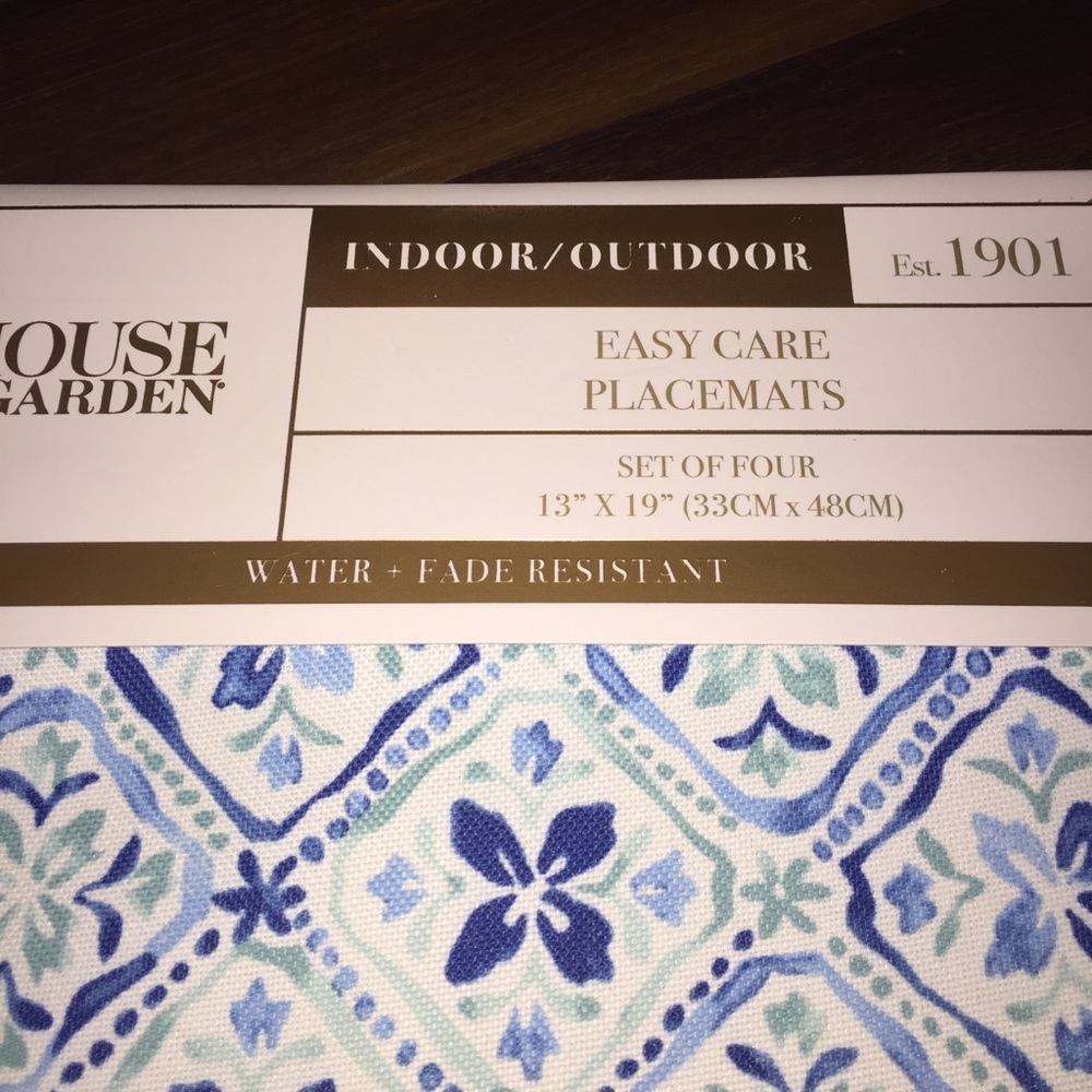 House & Garden 4pk Indoor Outdoor Grecian Tile Placemats NWT - Picture 3 of 5
